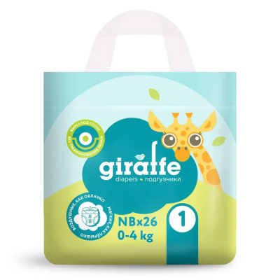 Подгузники Giraffe NB 0-4кг 26шт Lovular 429703 1